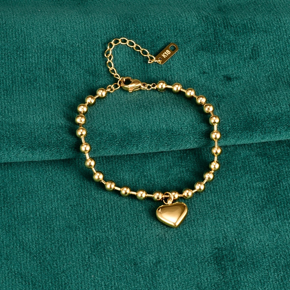 Stainless Steel Gold Color Heart Bracelet Perfect For Any Occasion