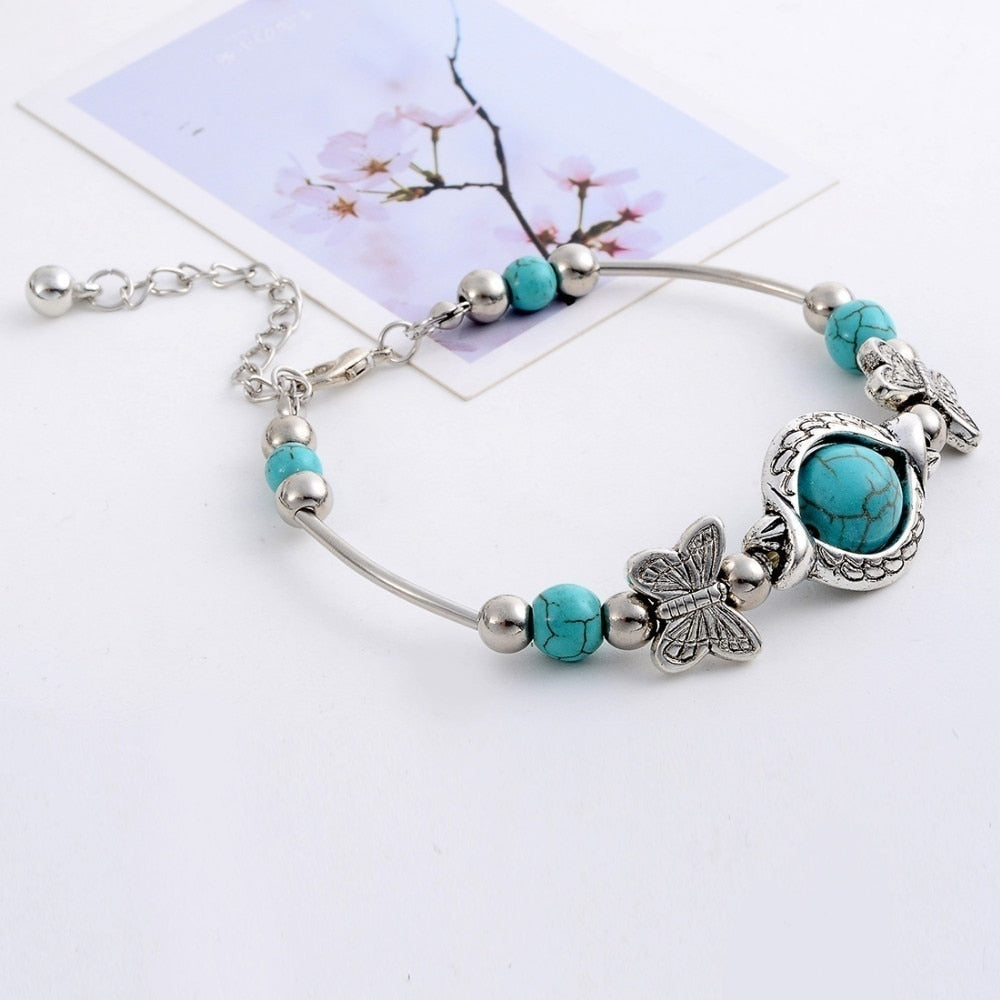 Beaded Turquoise Butterfly Bracelet | Find Your Favorite Accessory ...