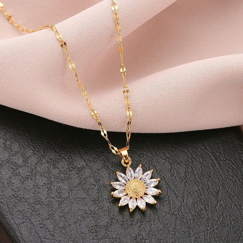 Sunflower necklace deals real gold