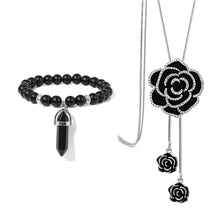Load image into Gallery viewer, Crystal Black Beaded jewelry Set
