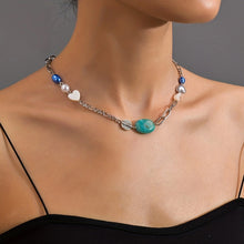 Load image into Gallery viewer, Turquoise Faux Pearls Choker Necklace

