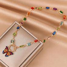Load image into Gallery viewer, Colorful Crystal Butterfly  Necklace