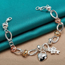 Load image into Gallery viewer, 925 Sterling Silver Heart Lock Clover Bracelet