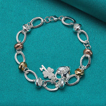 Load image into Gallery viewer, 925 Sterling Silver Heart Lock Clover Bracelet
