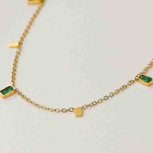 Gold Plated Square Zircon Necklace