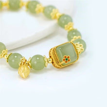 Load image into Gallery viewer, Natural Hetian Jade Square Lotus Bracelet
