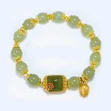 Load image into Gallery viewer, Natural Hetian Jade Square Lotus Bracelet

