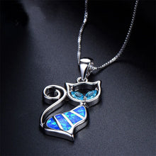 Load image into Gallery viewer, Blue Opal Cat Necklace
