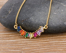 Load image into Gallery viewer, Zirconia Pendant Rainbow Necklace