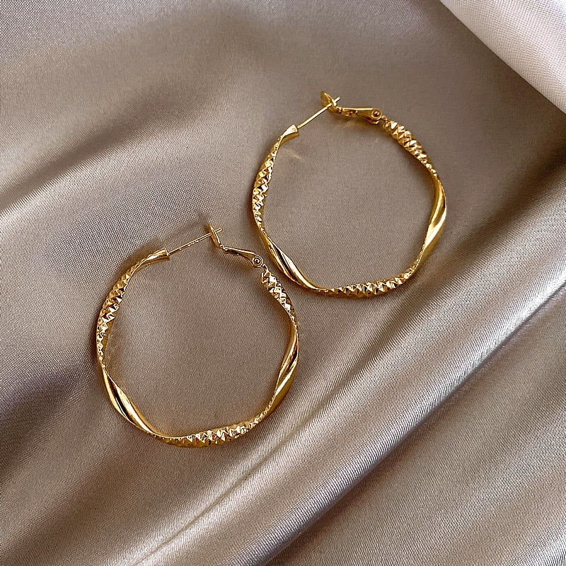 Minimalist Metal Gold Plated Hoop Earrings