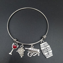 Load image into Gallery viewer, Red Wine Glass Charm Bracelet