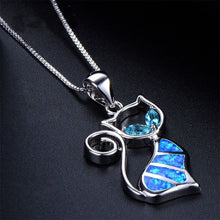 Load image into Gallery viewer, Blue Opal Cat Necklace