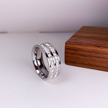Load image into Gallery viewer, Row Square Zircon Stainless Steel Ring
