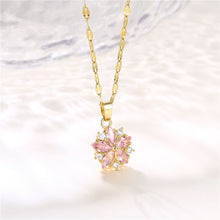 Load image into Gallery viewer, Stainless Steel  Pink Crystal Necklace