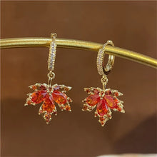 Load image into Gallery viewer, Zircon Maple Leaf Earrings