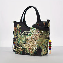 Load image into Gallery viewer, Peacock Embroidered Satchel Bag
