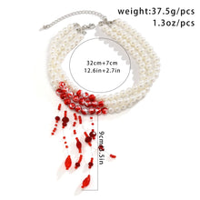 Load image into Gallery viewer, Multilayer Red Blood Pearl Necklace
