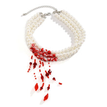 Load image into Gallery viewer, Multilayer Red Blood Pearl Necklace
