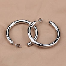 Load image into Gallery viewer, Thick Round Gold Plated Hoop Earring