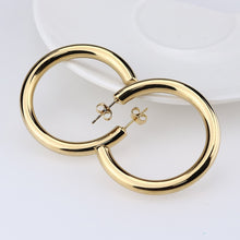 Load image into Gallery viewer, Thick Round Gold Plated Hoop Earring
