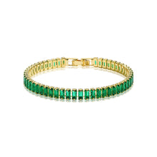 Load image into Gallery viewer, 18K Gold Plated Crystal Green Tennis Bracelet