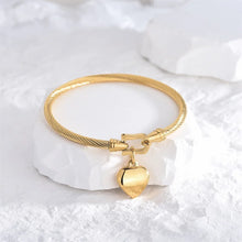 Load image into Gallery viewer, 18k Gold Heart Bangle Bracelet
