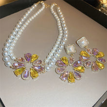 Load image into Gallery viewer, Sunflower Pearl Necklace Set