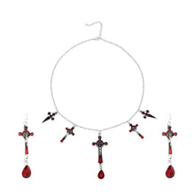 Load image into Gallery viewer, Red Drop Crucifix Cross Necklace Set Sale