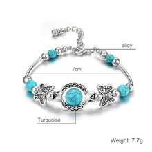 Load image into Gallery viewer, Beaded Turquoise Butterfly Bracelet