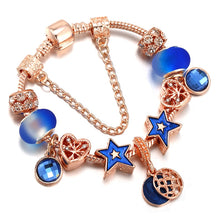 Load image into Gallery viewer, Blue Beaded Charm Bracelet