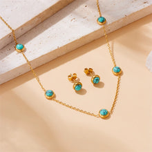 Load image into Gallery viewer, Turquoise Golden Necklace Set
