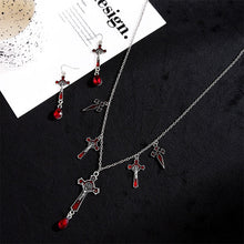 Load image into Gallery viewer, Red Drop Crucifix Cross Necklace Set Sale