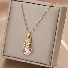 Load image into Gallery viewer, Cat Water Drop Pendant Necklace
