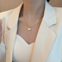 Load image into Gallery viewer, Gold Plated Pearl Heart Necklace
