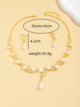 Load image into Gallery viewer, Pearl Droplet Necklace Set
