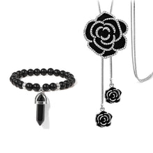 Load image into Gallery viewer, Crystal Black Beaded jewelry Set
