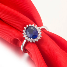 Load image into Gallery viewer, Flower shaped Oval Sapphire Rings