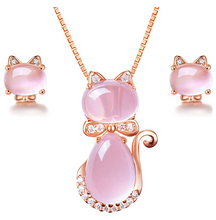 Load image into Gallery viewer, Pink Cat Necklace Set Sale
