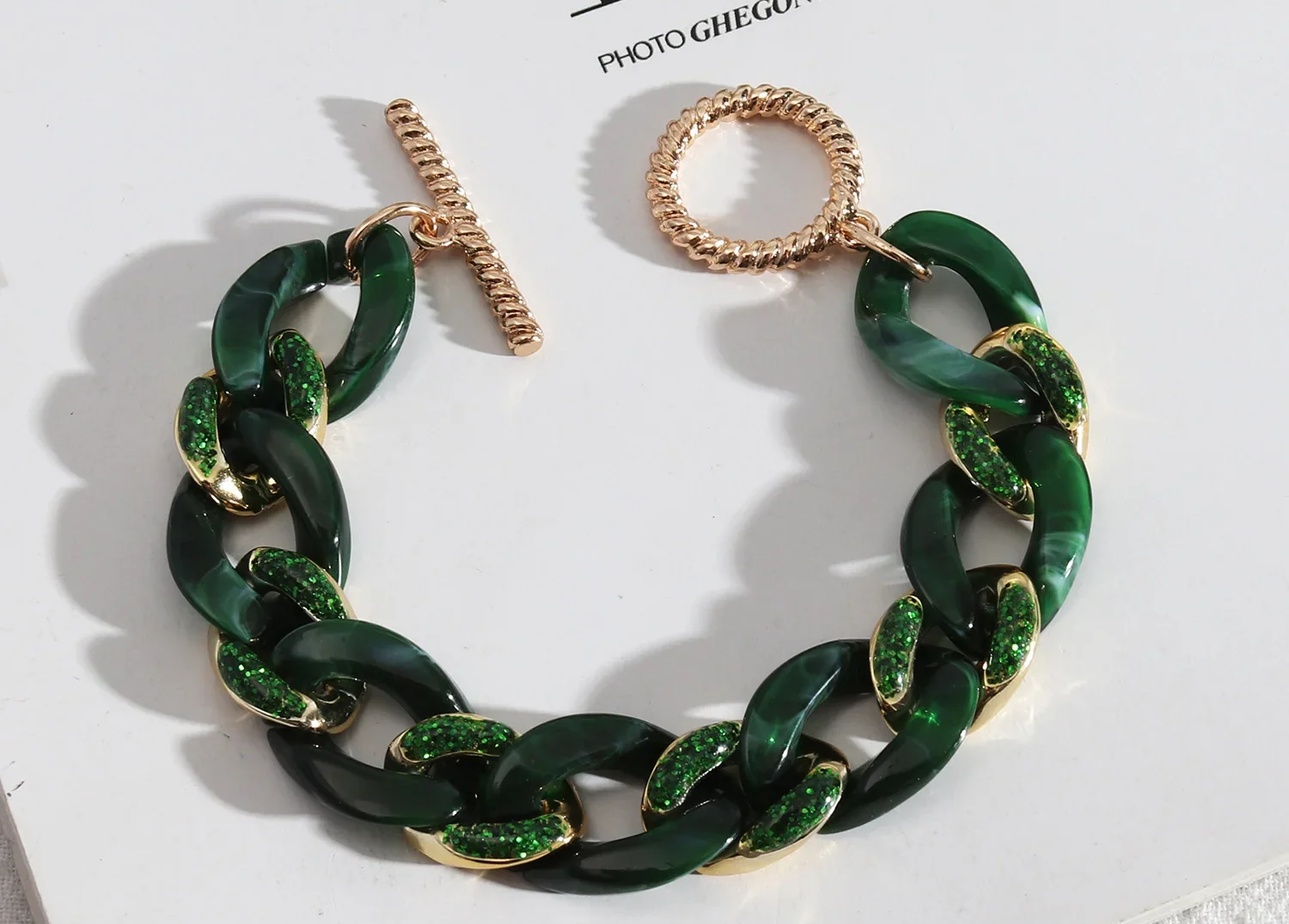 Enamel Acrylic Link Chain Bracelet