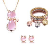 Load image into Gallery viewer, Pink Cat Jewelry Set