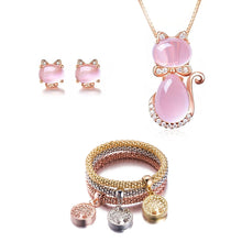Load image into Gallery viewer, Pink Cat Jewelry Set