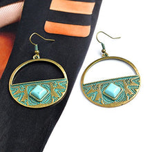 Load image into Gallery viewer, Round Dangle Drop Earrings with Stone
