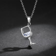 Load image into Gallery viewer, Crystal Wine Glass Shimmering Pendant Necklace
