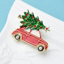 Load image into Gallery viewer, Enamel Car Christmas Tree Brooch