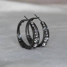 Load image into Gallery viewer, Circle Crystal Hoop Drop Earrings
