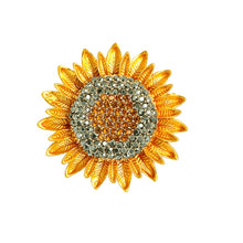 Load image into Gallery viewer, Yellow Rhinestone Sunflower Brooch