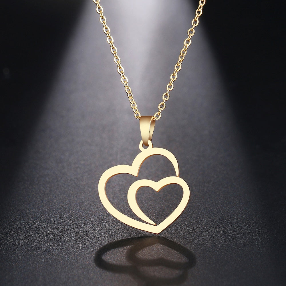 Stainless Steel Double Heart Necklace