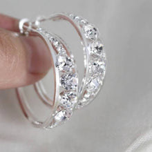 Load image into Gallery viewer, Circle Crystal Hoop Drop Earrings
