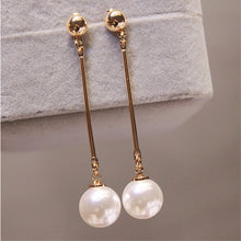 Load image into Gallery viewer, Long Tassel Pearl Drop Earrings
