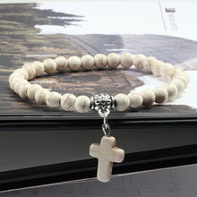 Load image into Gallery viewer, Cross Natural Healing Stone Beads Bracelet